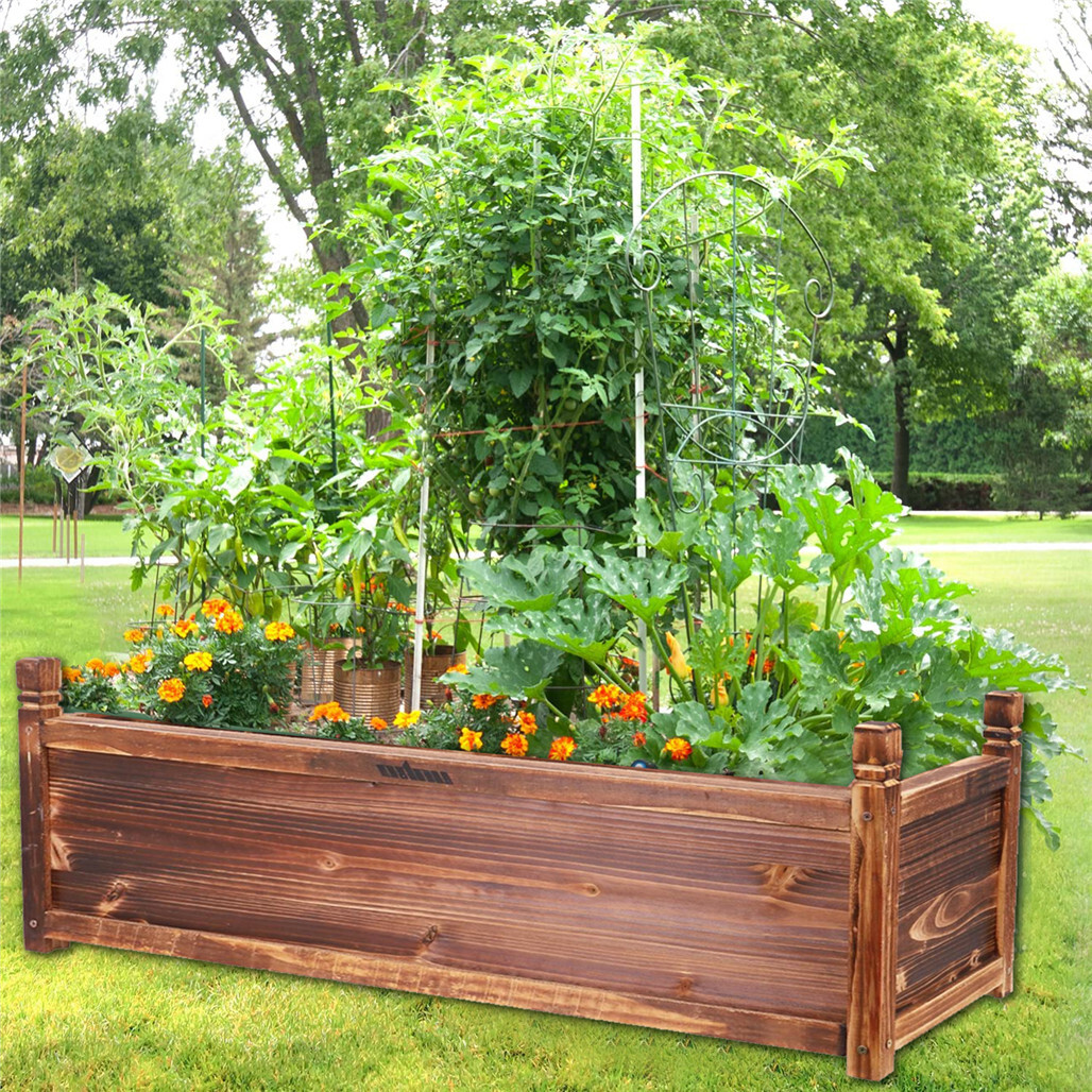 Fin Rot-Resistant Wood Modular Raised Garden Bed Outdoor Elevated Herb Planter Box view 5