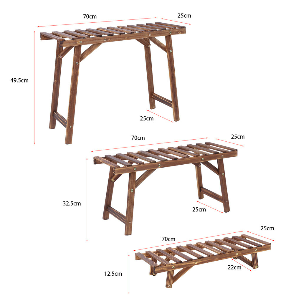 3pcs Plant Stand Flower Step Bench Rack Herb Storage Shelf Garden Indoor Outdoor view 5
