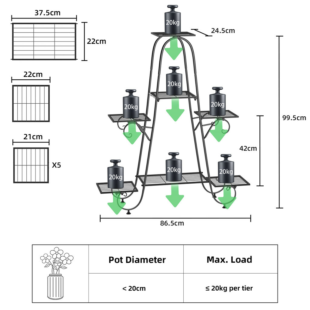 Stable 7 Tier Metal Plant Stand Flower Pot Rack Display Holder Shelf Home Garden view 4