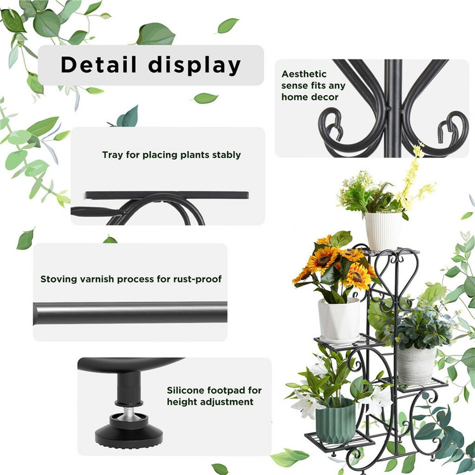 4-Tier Heavy Duty Plant Potted Stand Flower Planters Display Rack Outdoor Indoor view 9