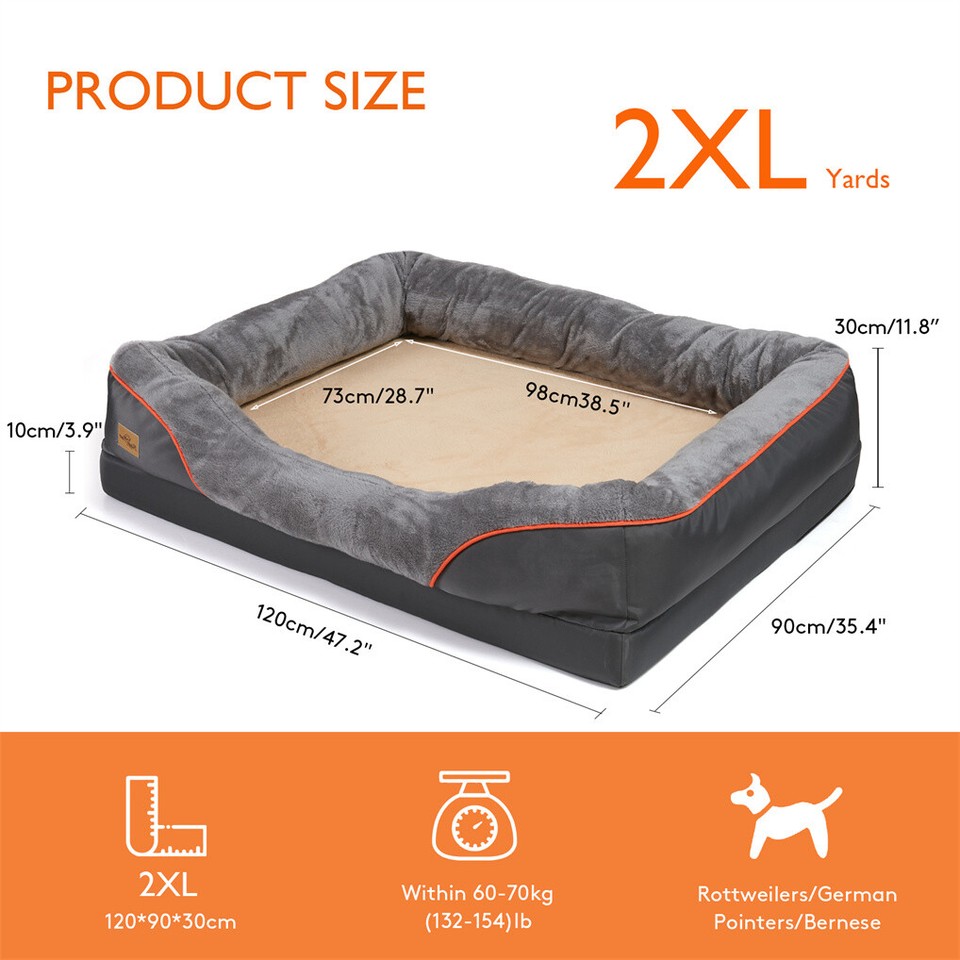 Memory Foam Dog Sofa with Orthopedic Bed & Rim Pillow view 8