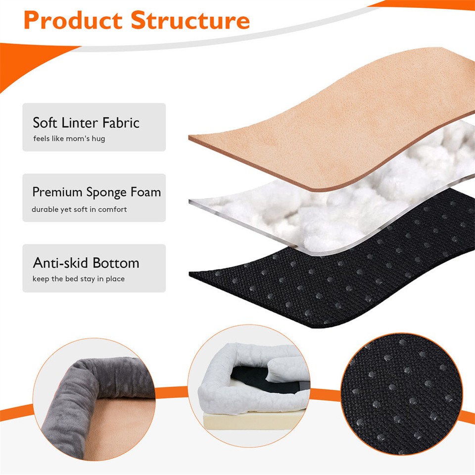 Memory Foam Dog Sofa with Orthopedic Bed & Rim Pillow view 7