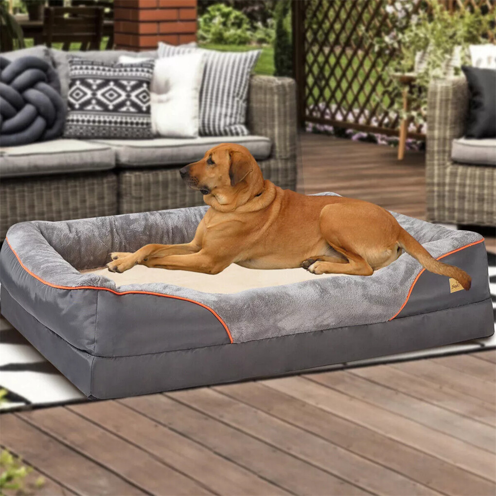 Memory Foam Dog Sofa with Orthopedic Bed & Rim Pillow view 2