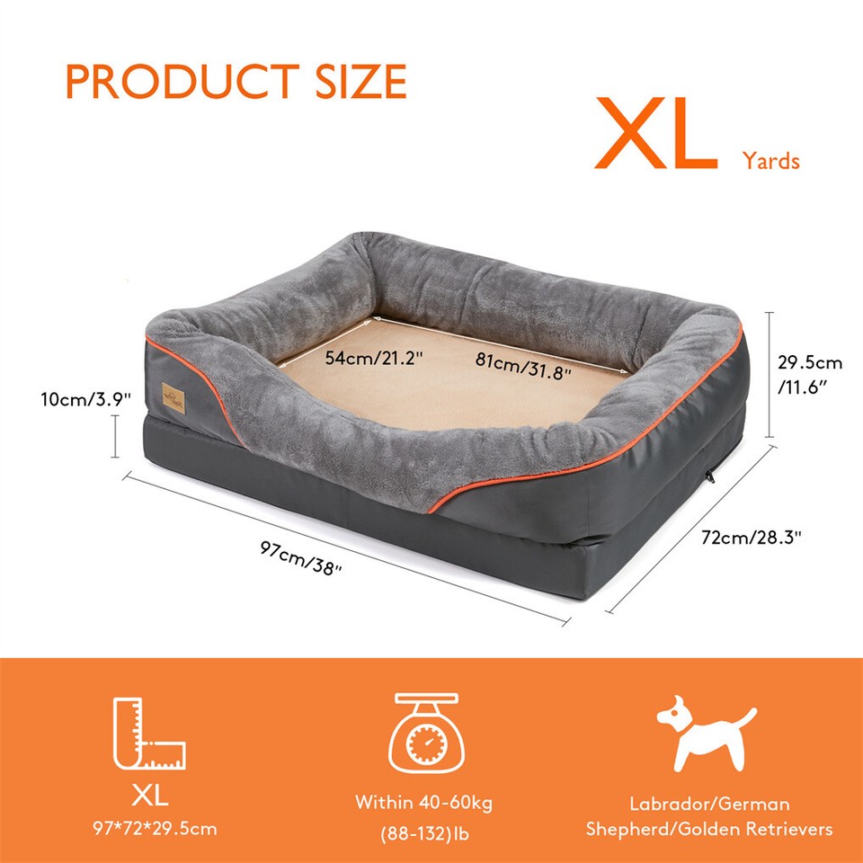 Memory Foam Dog Sofa with Orthopedic Bed & Rim Pillow view 8