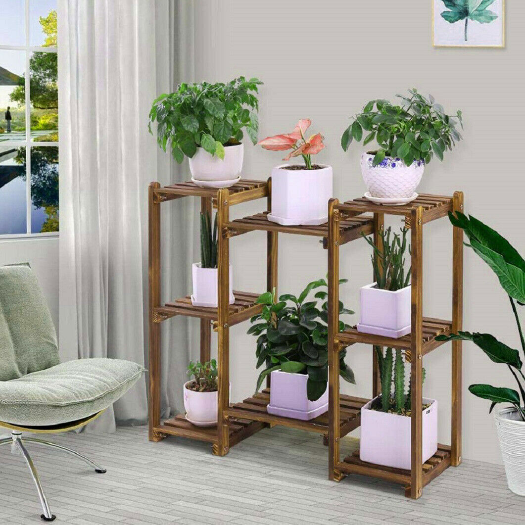 Detachable Diy Wood Plant Stand Pots Organizer Rack Multifunctional Shelf Decor view 2