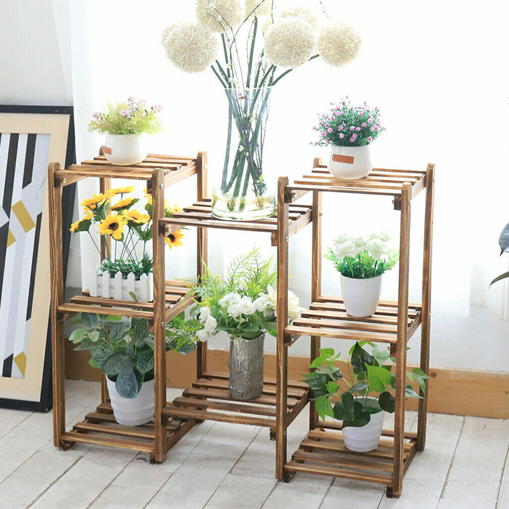 Detachable Diy Wood Plant Stand Pots Organizer Rack Multifunctional Shelf Decor view 4