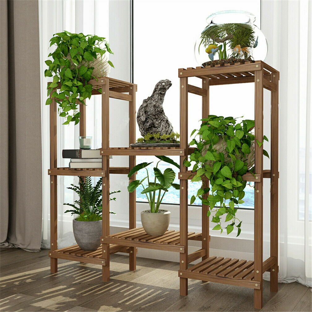 Detachable Diy Wood Plant Stand Pots Organizer Rack Multifunctional Shelf Decor view 5