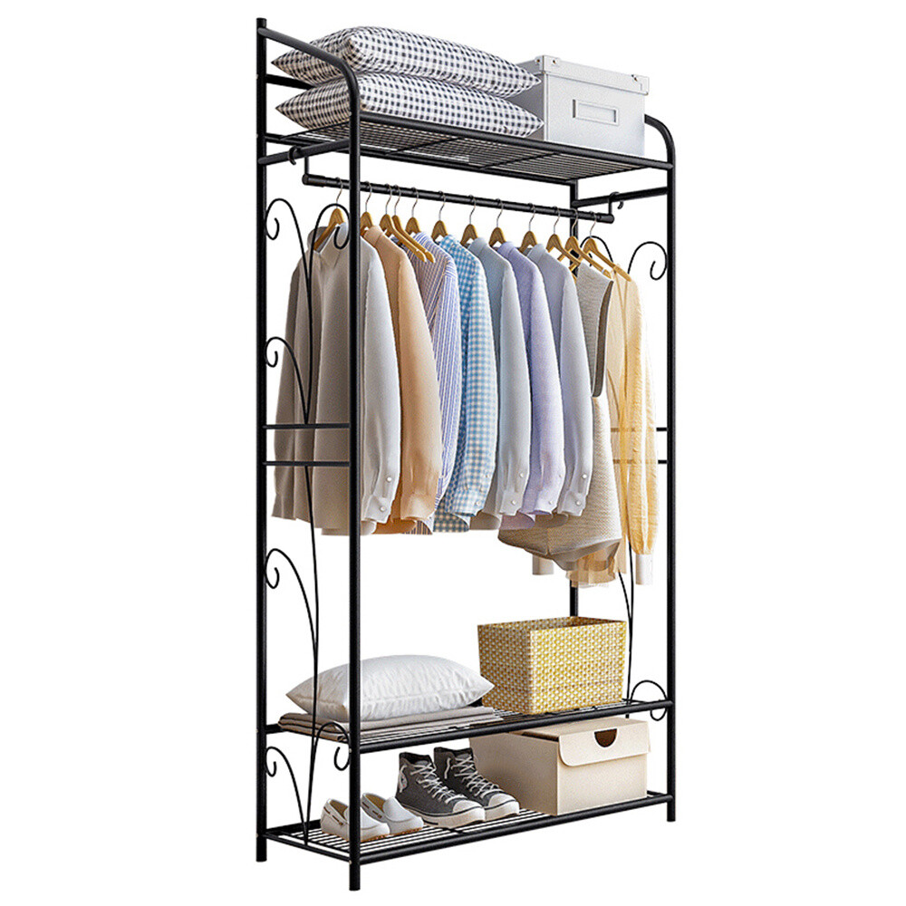 Extra Large Metal Clothes Rail Storage Dress Hanging Garment Rack Portable Stand view 2