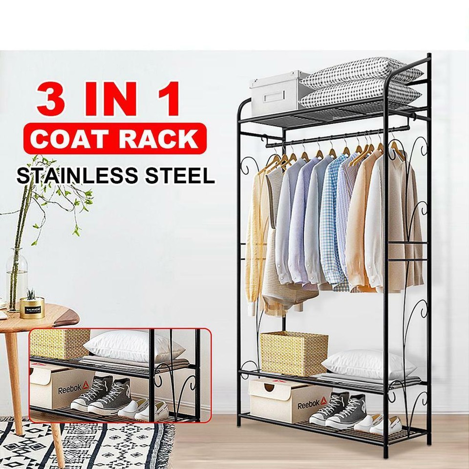 Extra Large Metal Clothes Rail Storage Dress Hanging Garment Rack Portable Stand view 8