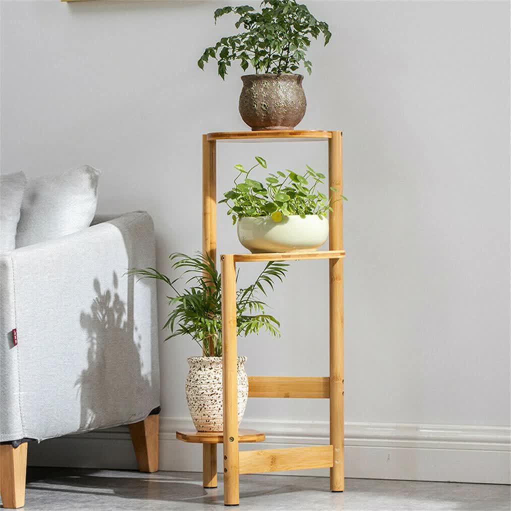 3-Tier Brown Bamboo Plant Stand Bonsai Holder view 4