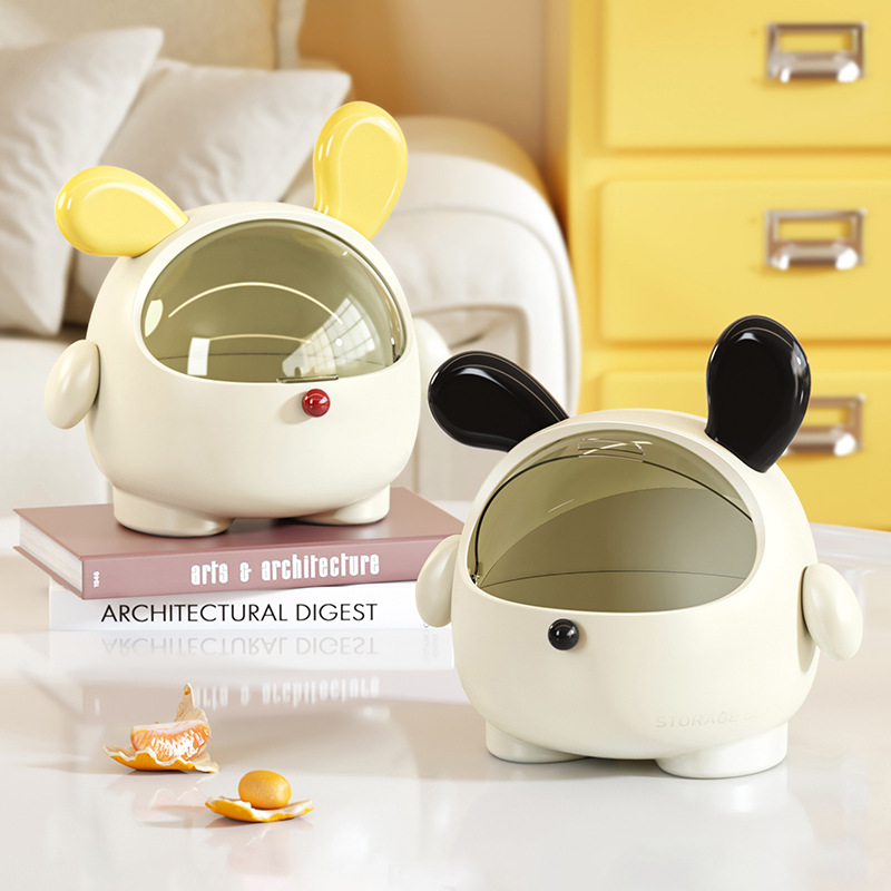 2PCS Pink + Rose red -Cute Puppy Desktop Bin with Lid - Mini Trash Can & view 3