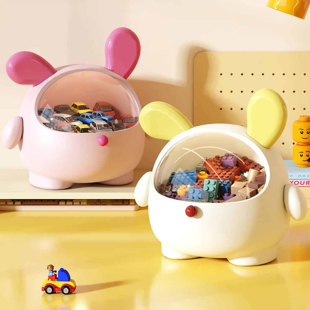 2PCS Pink + Rose red -Cute Puppy Desktop Bin with Lid - Mini Trash Can & view 7