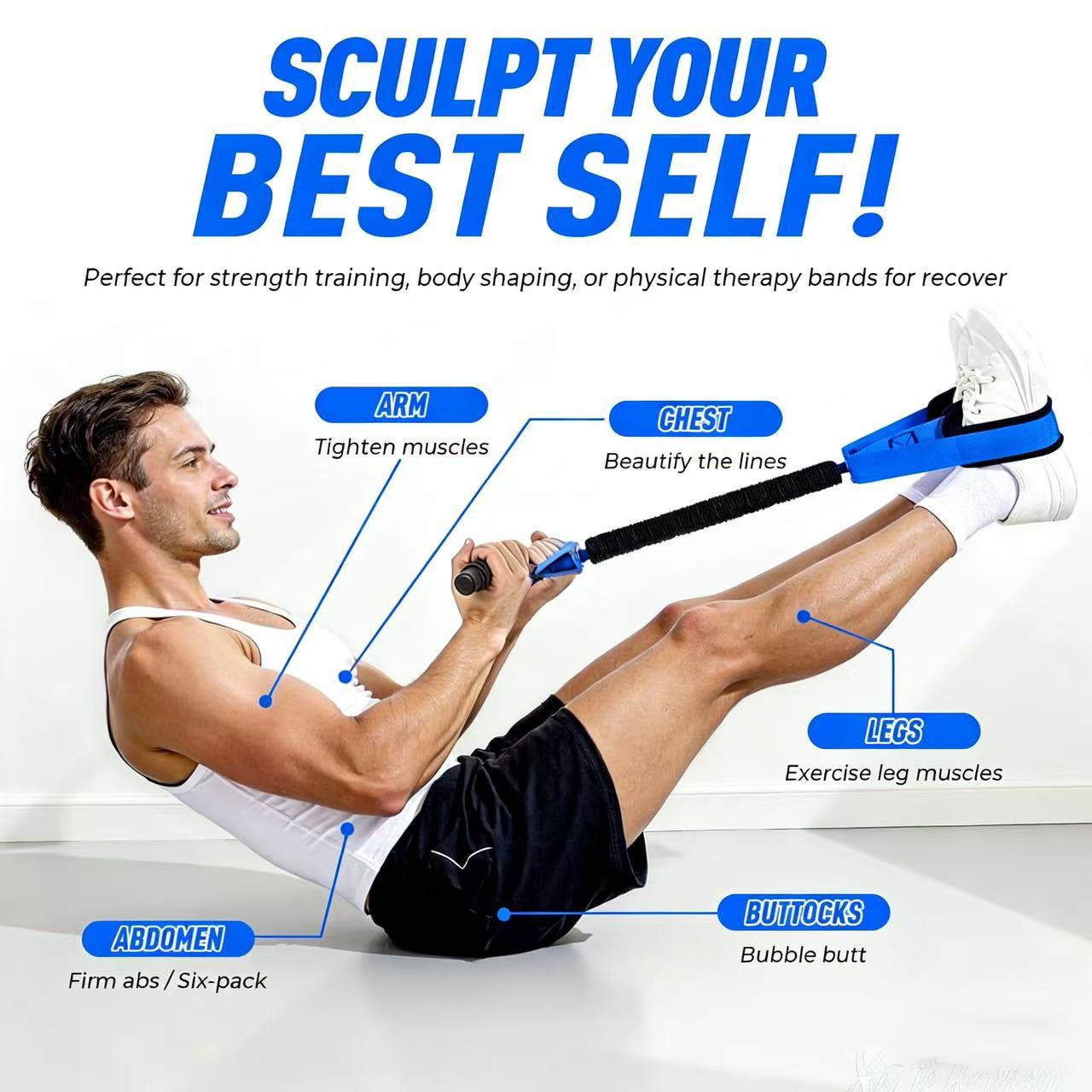 Purple Multifunctional Pedal Resistance Band - Home Fitness Sit-up Assistant view 2