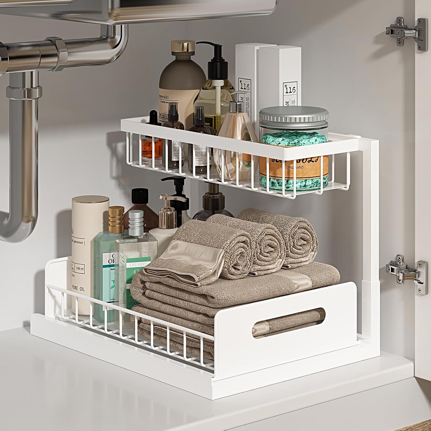 2-Tier Under Sink Organizer and Storage - Heavy Duty Metal Pull-Out Cabinet — image 1