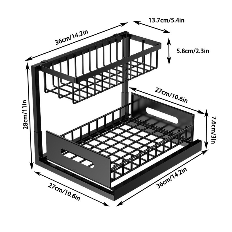 2-Tier Under Sink Organizer and Storage - Heavy Duty Metal Pull-Out Cabinet view 2