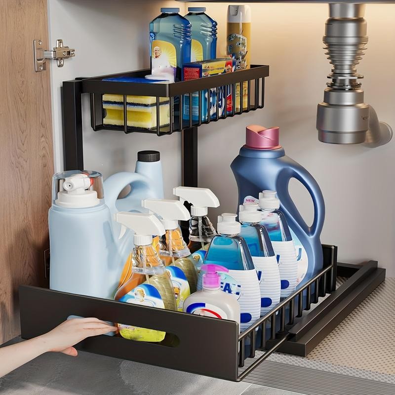 2-Tier Under Sink Organizer and Storage - Heavy Duty Metal Pull-Out Cabinet view 5