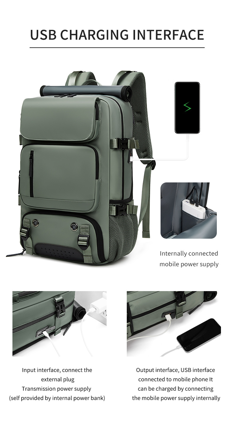 Grey Large Capacity 16-Inch Laptop Travel Backpack - Anti-Theft Professional view 6