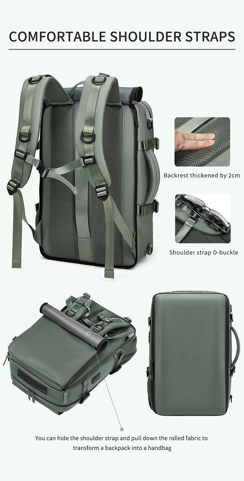 Grey Large Capacity 16-Inch Laptop Travel Backpack - Anti-Theft Professional view 7