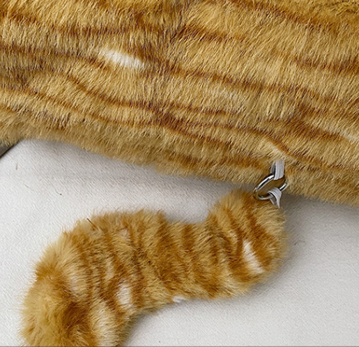 Grey Adorable Fluffy Cat Shoulder Bag - Cute Plush Kitten Novelty Handbag for view 3