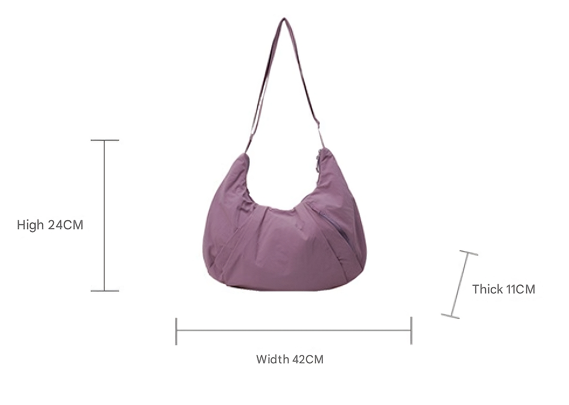 Black Lightweight Crescent Crossbody Bag - Slouchy Nylon Hobo Purse for Casual view 2