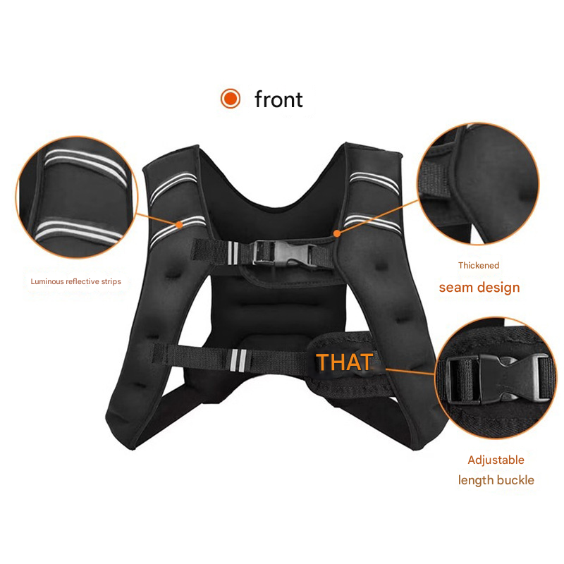 Black Gym Partner Weighted Vest - Adjustable & Reflective for Running view 2