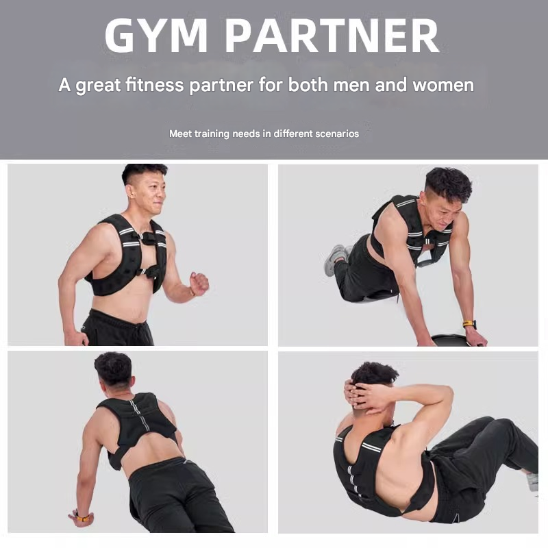 Black Gym Partner Weighted Vest - Adjustable & Reflective for Running view 4