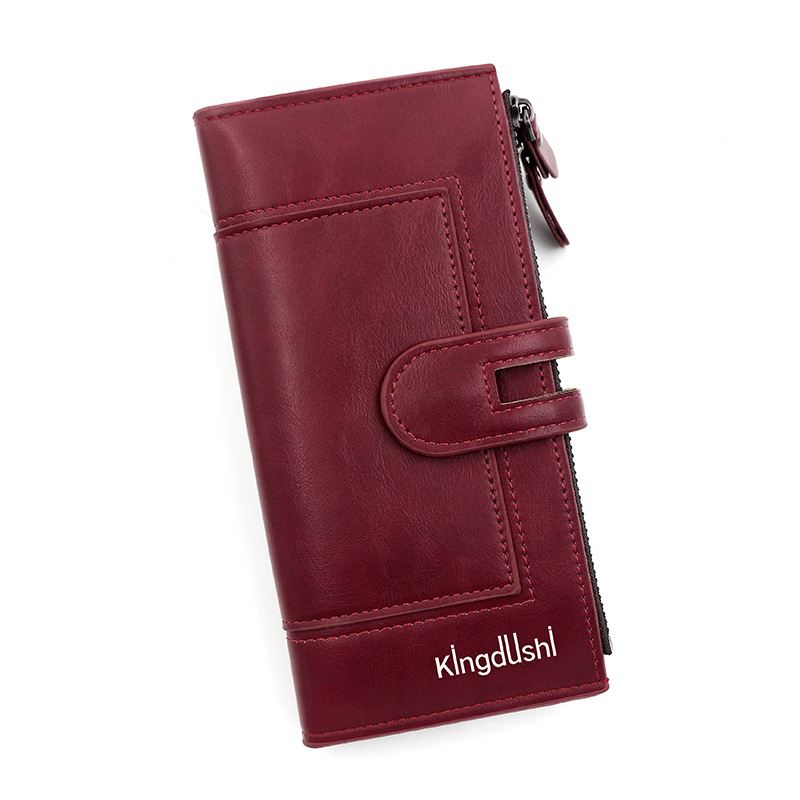 Red Women's Stylish Long Wallet - Multi-Card Slot PU Leather Clutch with Phone — image 1