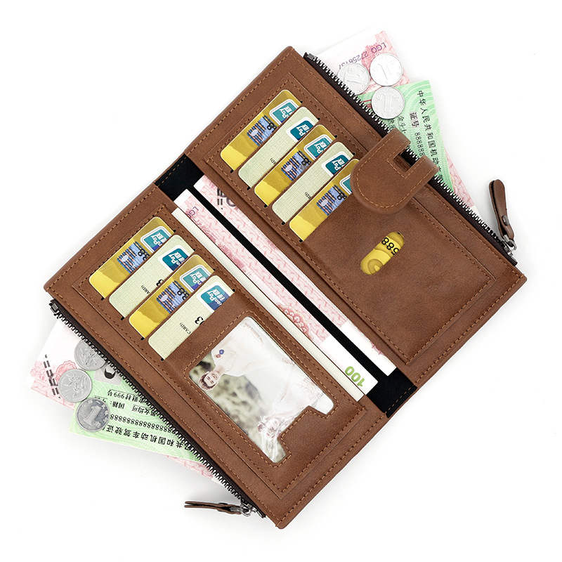 Dark brown Women's Stylish Long Wallet - Multi-Card Slot PU Leather Clutch view 2