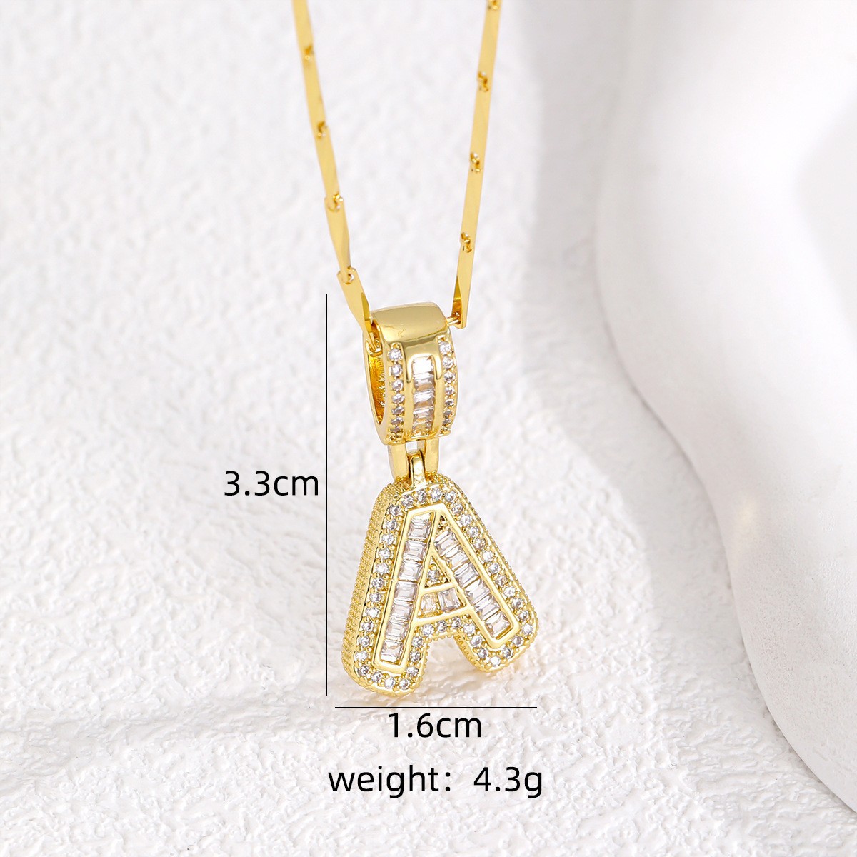 Sparkling Cubic Zirconia Initial Letter Necklace Set - Gold Plated Two-Piece view 2