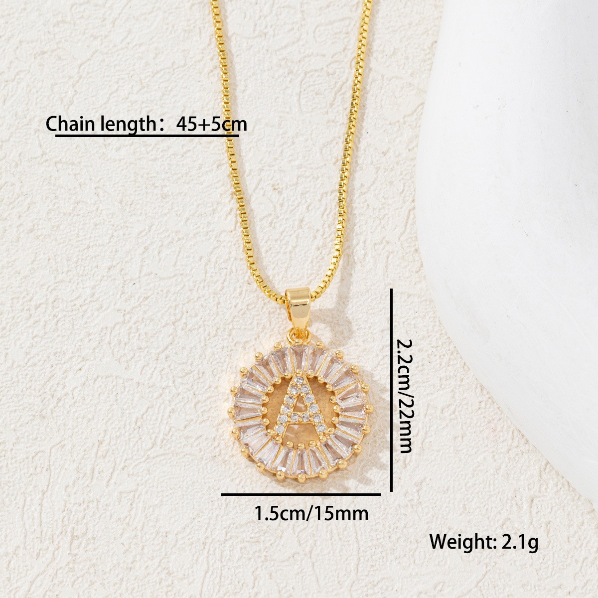 Sparkling Cubic Zirconia Initial Letter Necklace Set - Gold Plated Two-Piece view 3