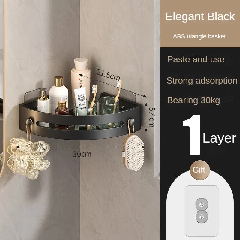 Elegant black Premium No-Drill Corner Shower Caddy - Thickened ABS Bathroom — image 1