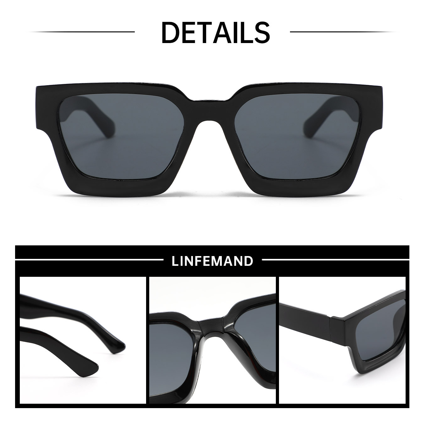 Transparent frame with grayish blue patches Classic Square Frame Sunglasses view 2