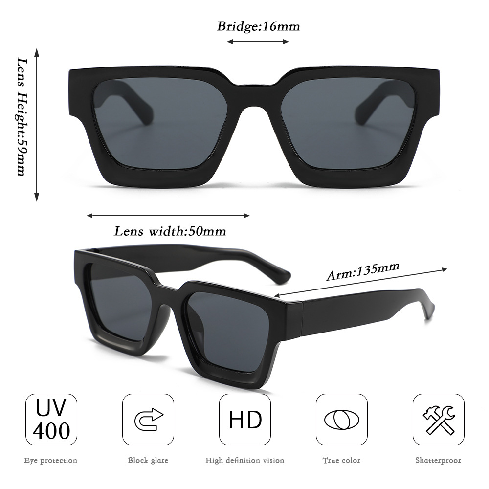 Transparent frame with grayish blue patches Classic Square Frame Sunglasses view 4