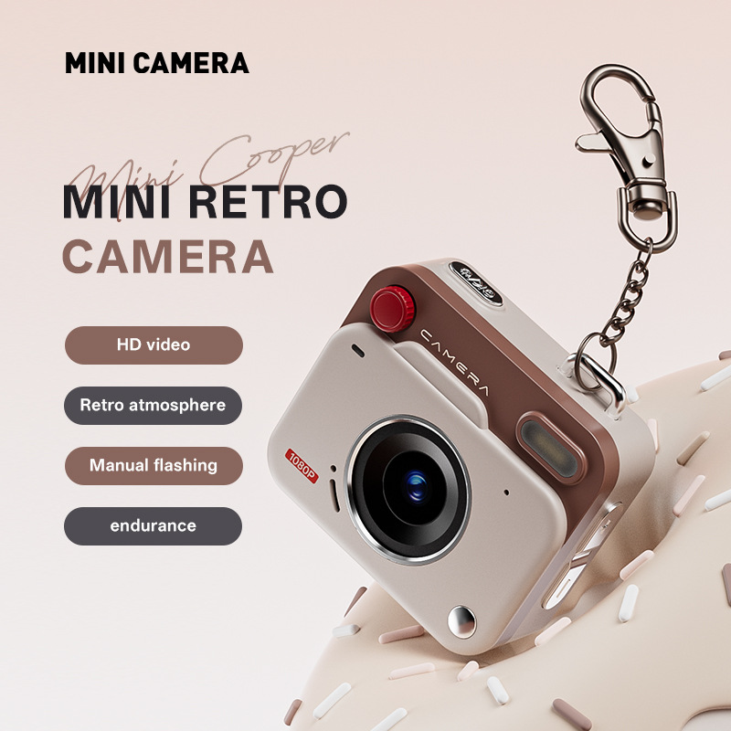 Green Retro Mini Digital Camera Keychain - 48MP Portable Pocket Camcorder with view 2