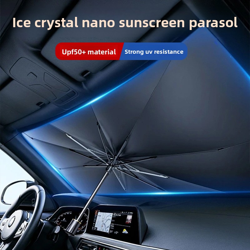 Summer Girl Foldable Car Windshield Sun Shade Umbrella - Ultimate UV & Heat view 2