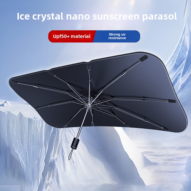 Small size Foldable Car Windshield Sun Shade Umbrella - Ultimate UV & Heat view 3