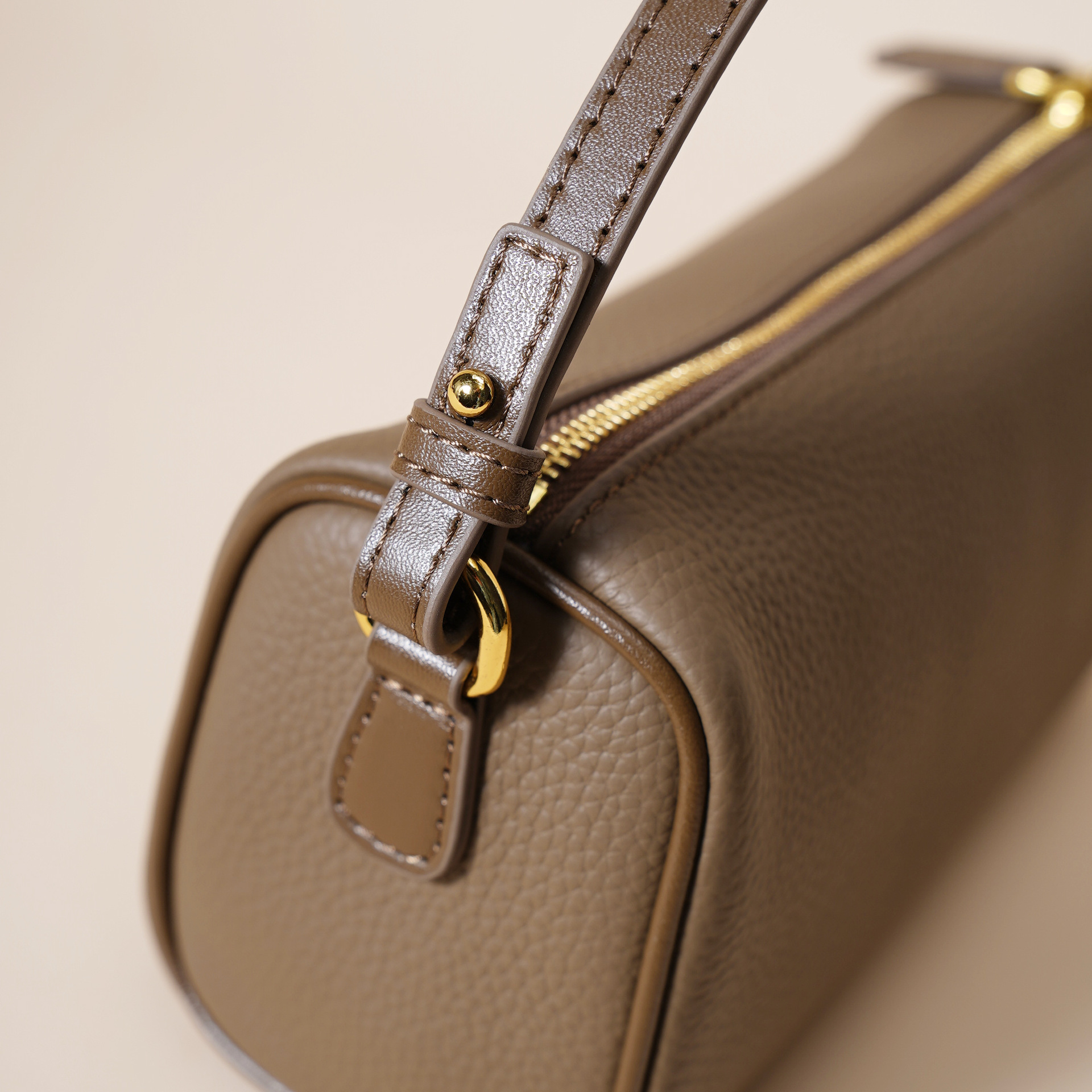Genuine Leather Boston Bag - Mini Barrel Crossbody & Top Handle Purse(white) view 8