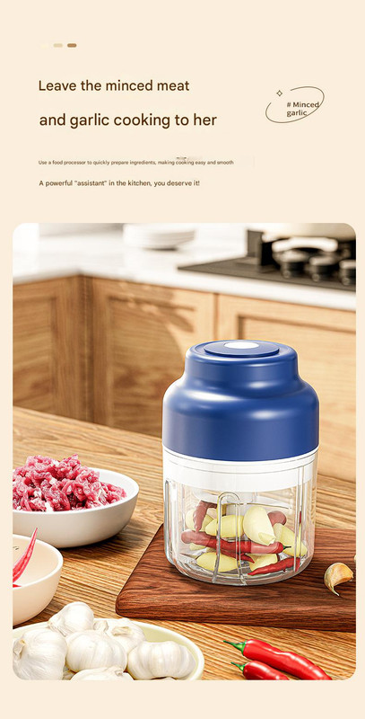 Powerful Mini Electric Food Chopper - USB Rechargeable Cordless Garlic & Meat view 3
