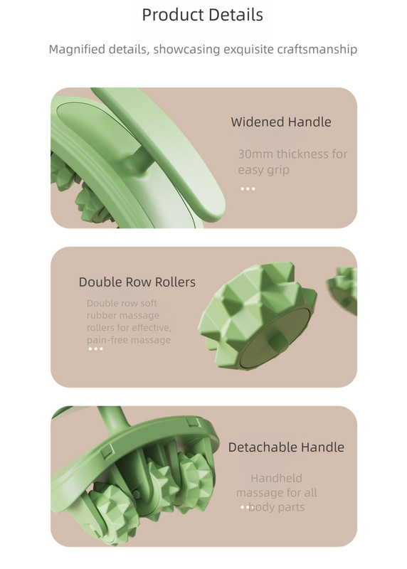 Green and White Removable Adjustable Wrap-Around Muscle Roller - 11-Wheel Deep view 8