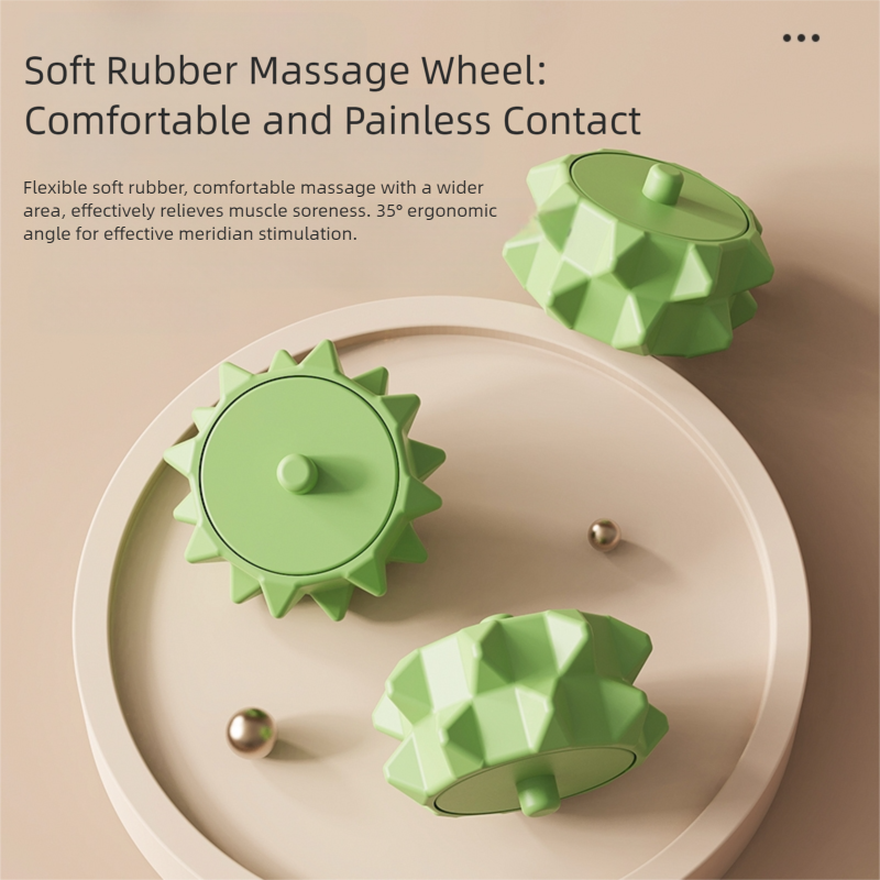 Green and White Removable Adjustable Wrap-Around Muscle Roller - 11-Wheel Deep view 11