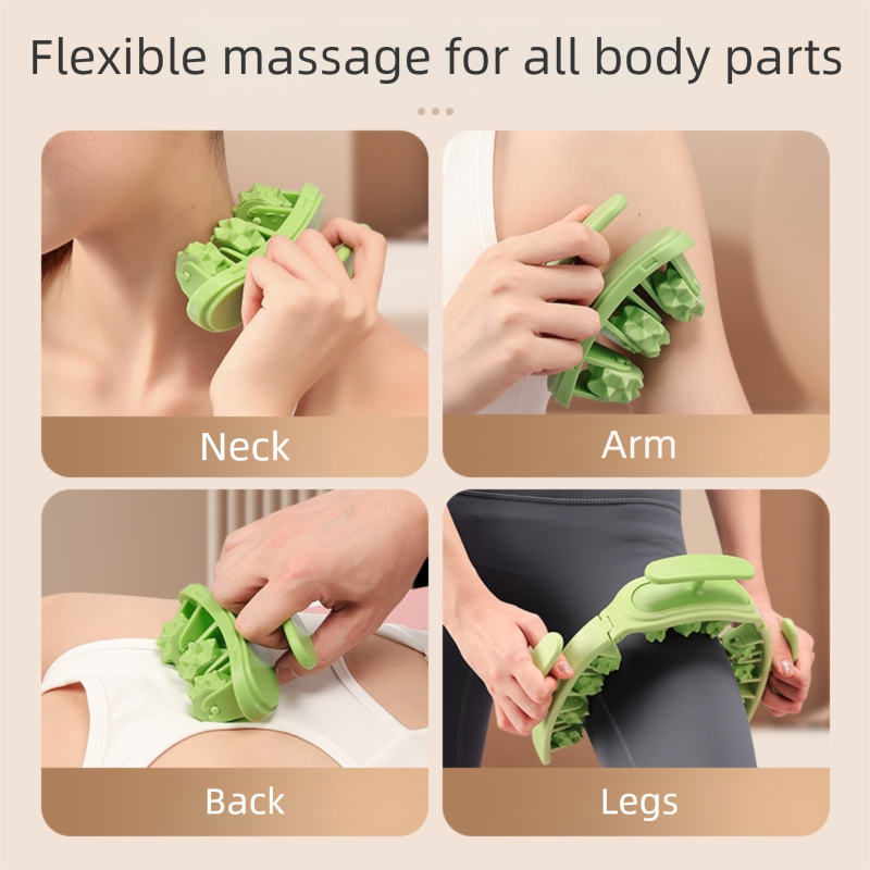 Pink and White Removable Adjustable Wrap-Around Muscle Roller - 11-Wheel Deep view 10