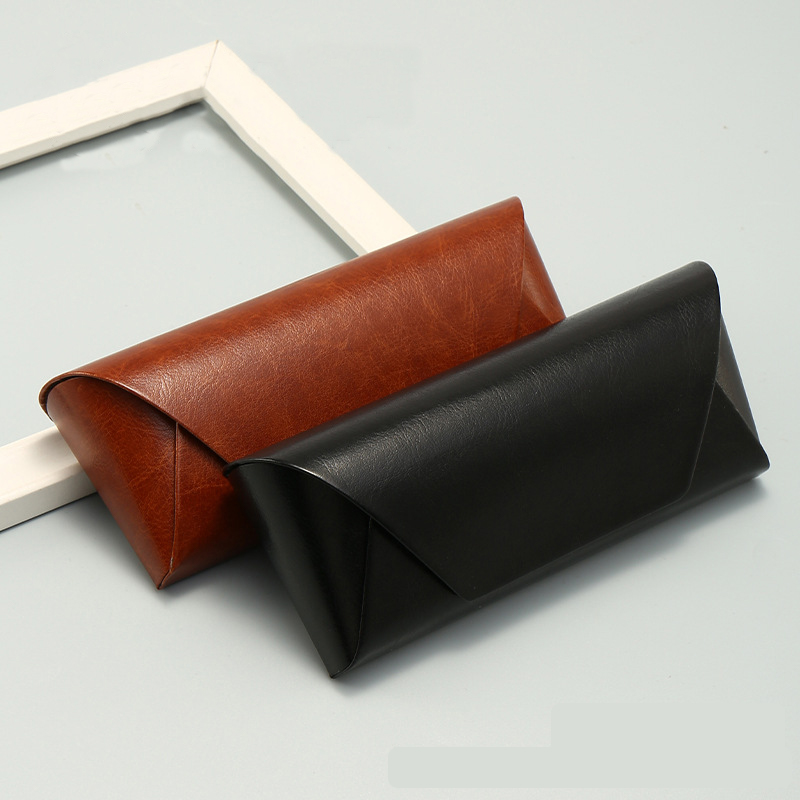 2 Pcs Black Vintage Style PU Leather Eyewear Case - Protective Hard Shell with view 2