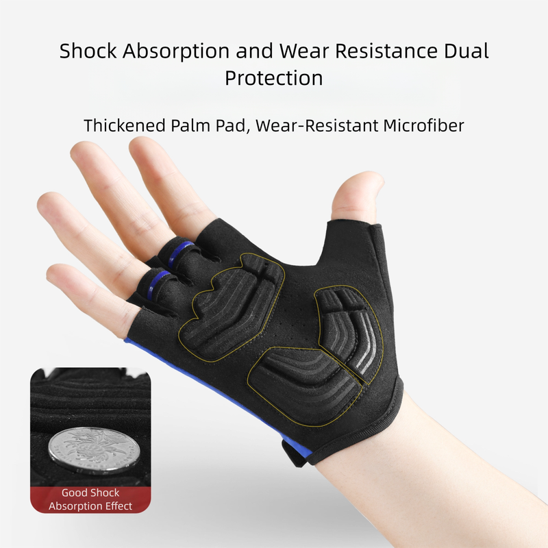 Size M Black Padded Half-Finger Cycling Gloves - Breathable Shock-Absorbing view 3