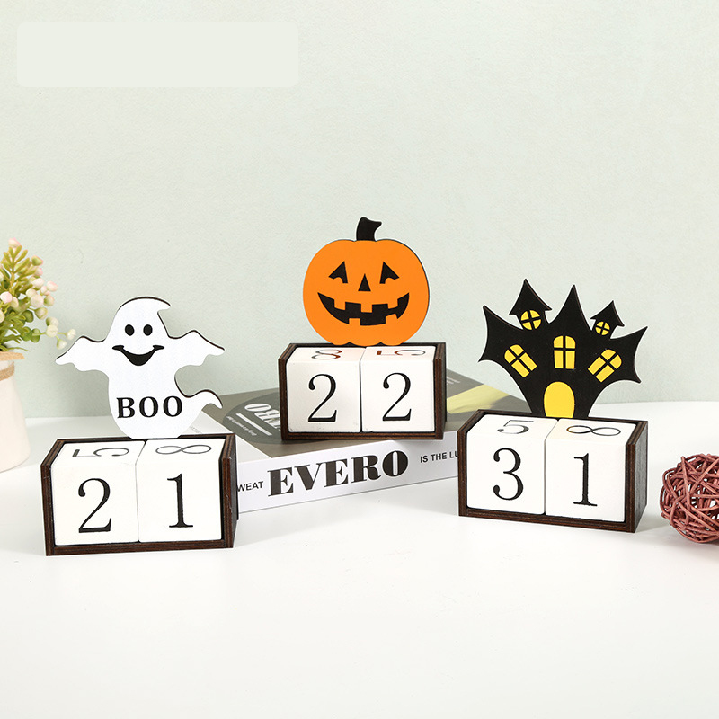 Orange Pumpkin Shape Festive Halloween Countdown Blocks - Reusable Wooden view 2
