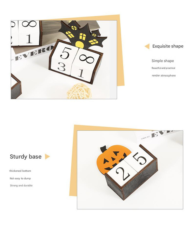 Orange Pumpkin Shape Festive Halloween Countdown Blocks - Reusable Wooden view 4
