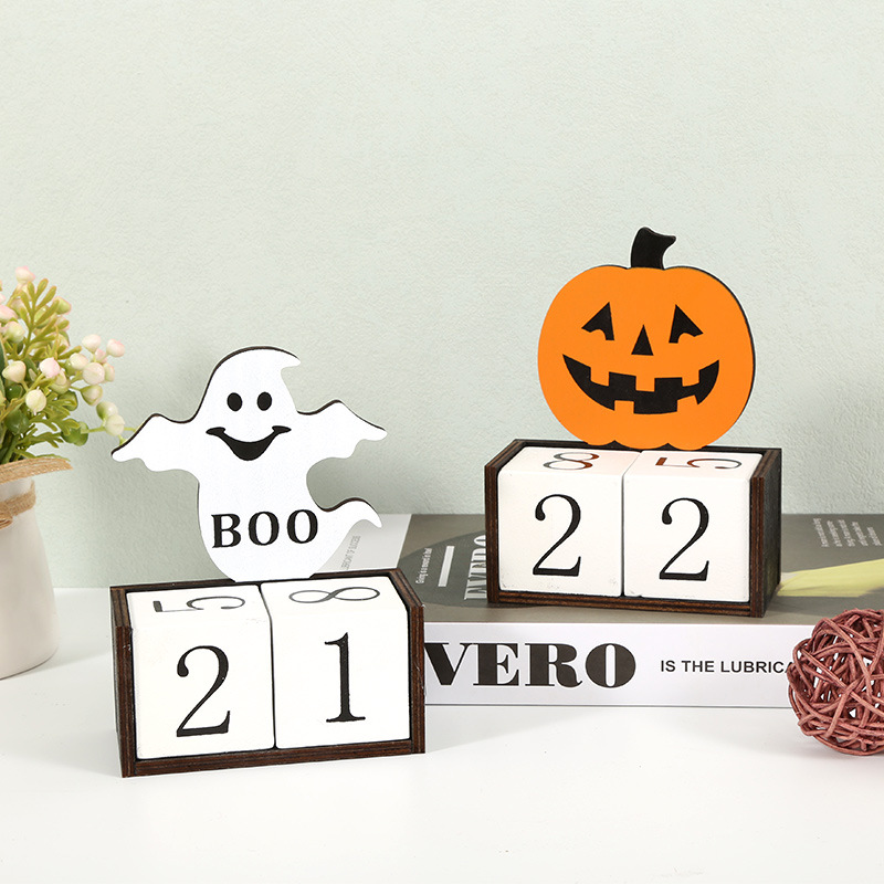 Orange Pumpkin Shape Festive Halloween Countdown Blocks - Reusable Wooden view 6