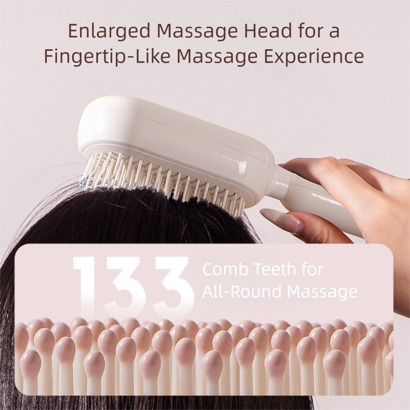 Blue Innovative Self-Cleaning Cushion Hairbrush - Retractable Bristle view 3