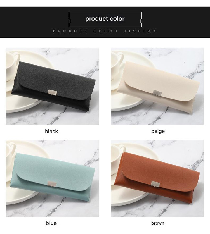 Beige Sleek PU Leather Eyeglass Pouch Set (3-Pack) - Slim Protective Case for view 2