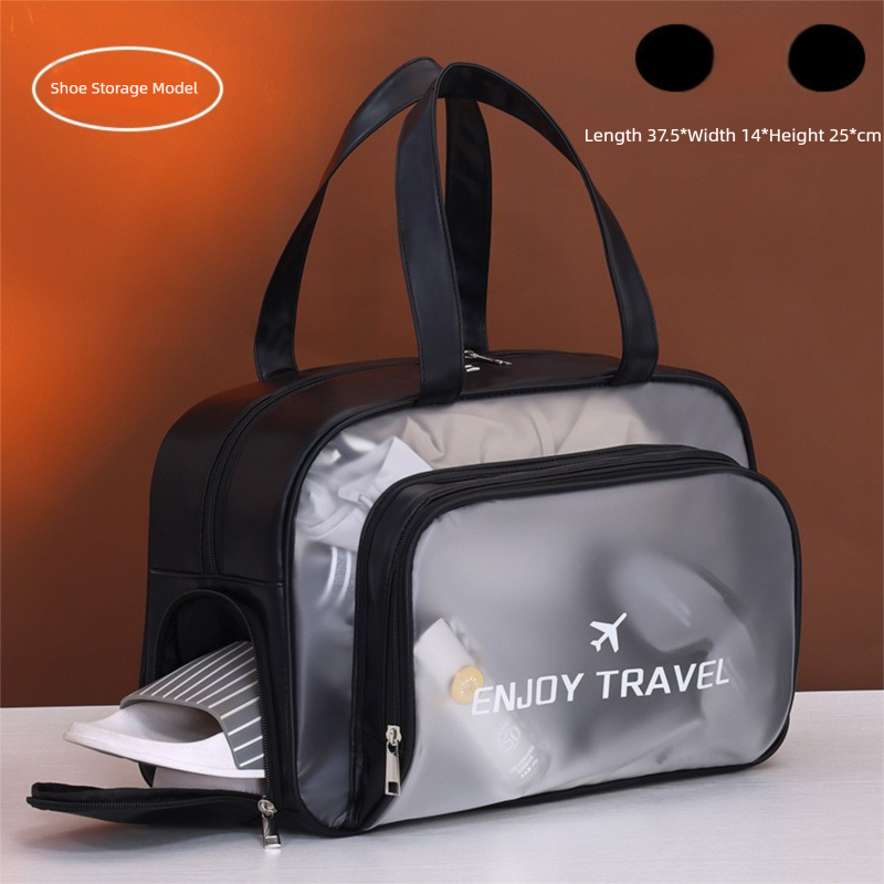 Black Waterproof Wet Dry Separation Travel Bag - Gym