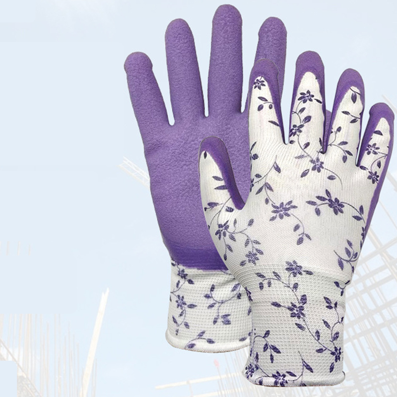 Purple Garden Gloves - 5 Pairs Anti-Puncture